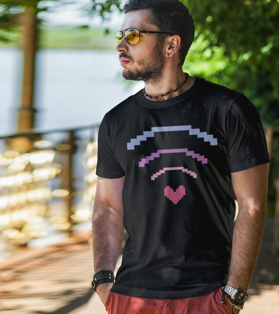 Ihascupquake Merch Pixel Heart WiFi Signal T-Shirt