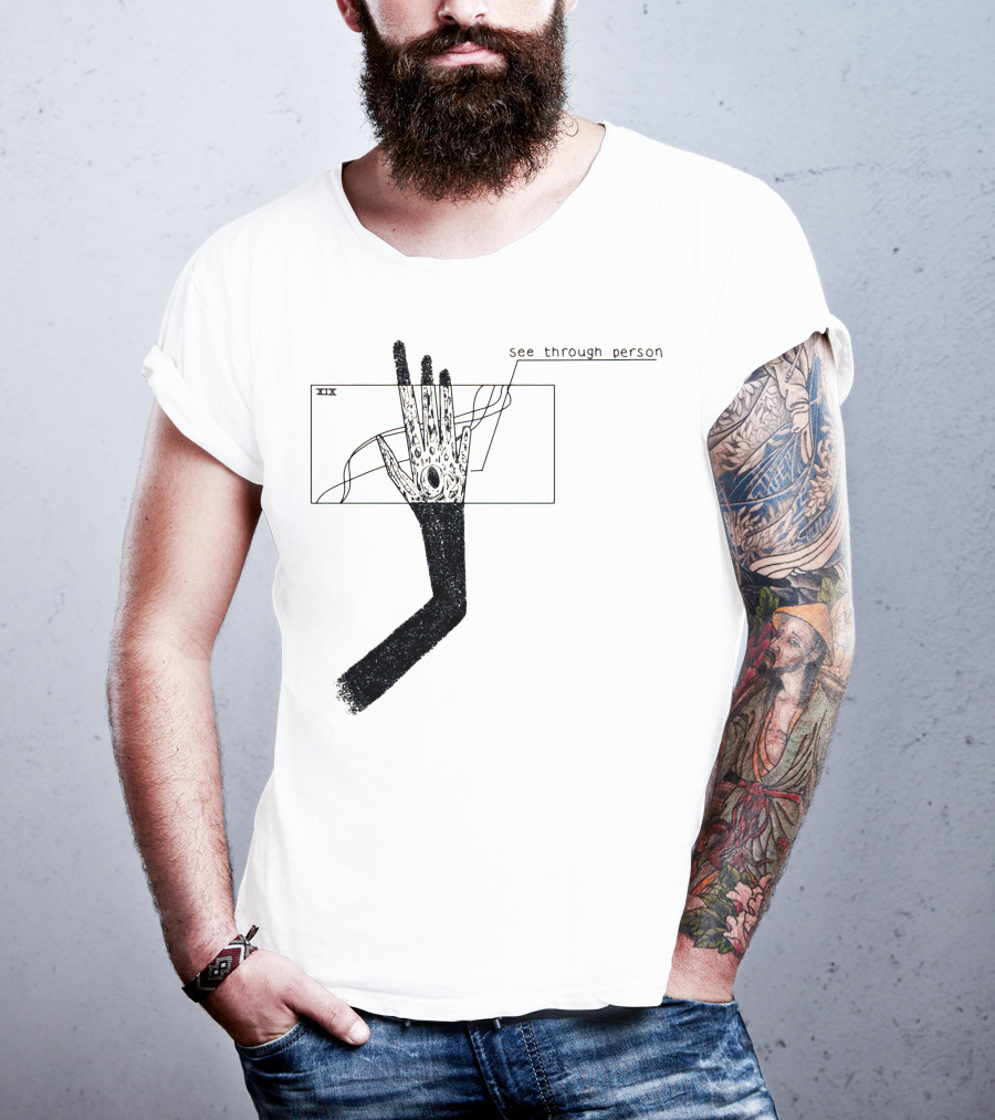 See Through Person Hand Illustration With Void Design And Abstract Lines T-Shirt