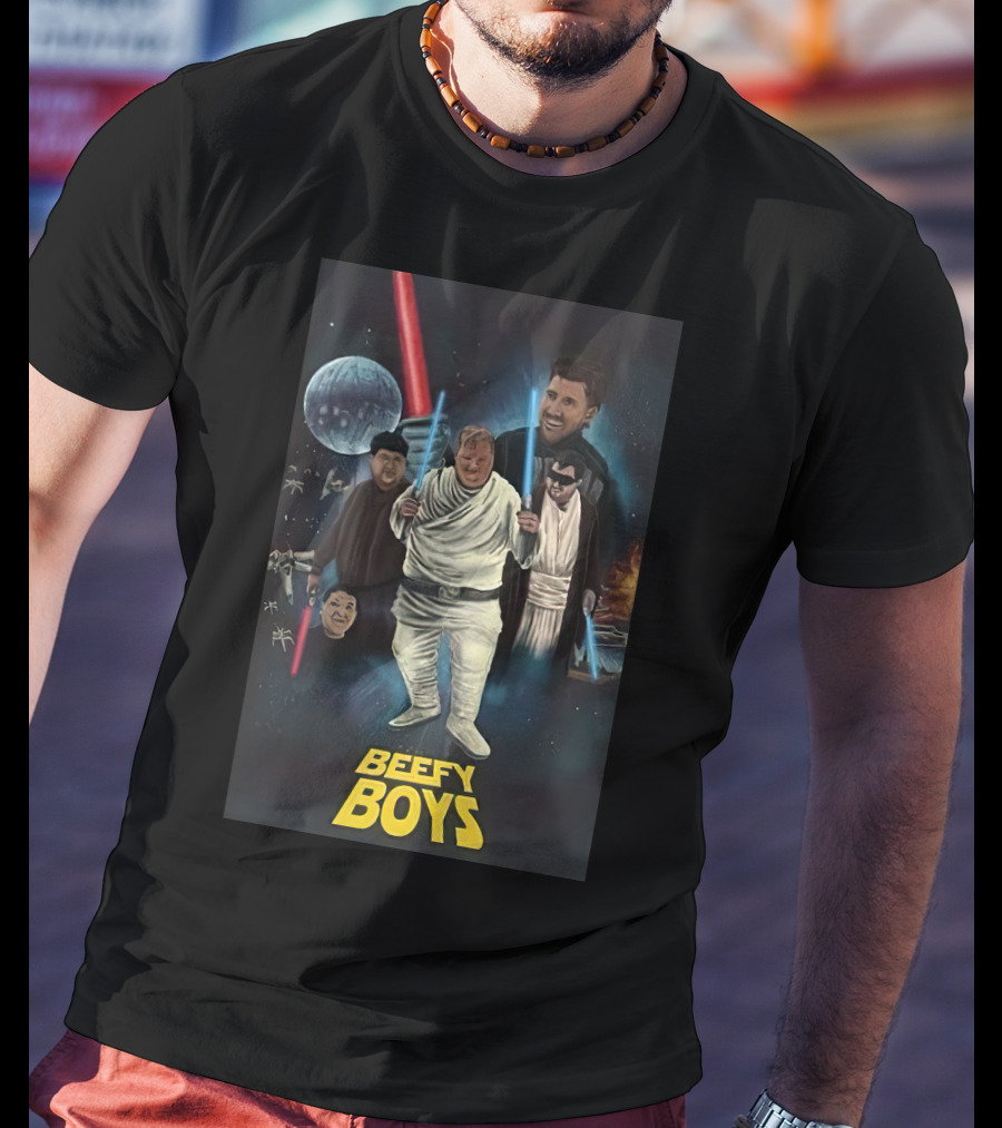 Beefy Boys Parody Featuring Jeff Wittek Characters Lightsabers T-Shirt