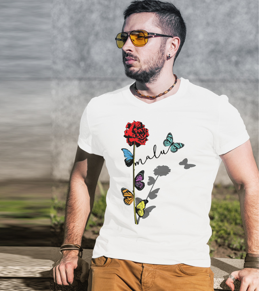 Malu Red Rose Butterflies T-Shirt