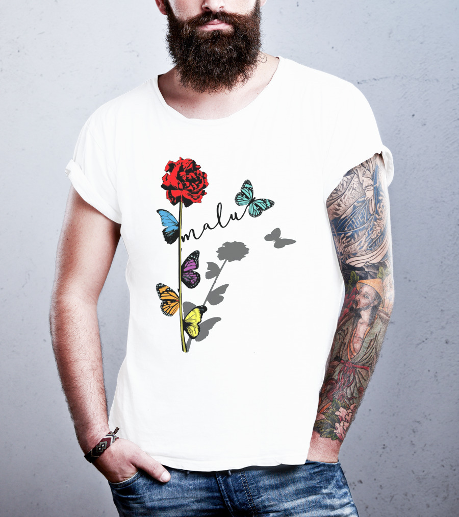 Malu Red Rose Butterflies T-Shirt