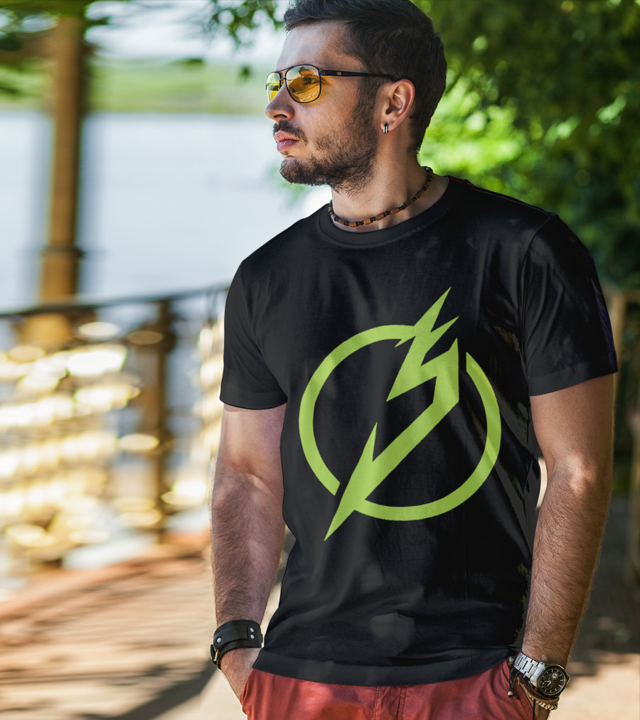 Snails Merch Electric Green Lightning Circle T-Shirt