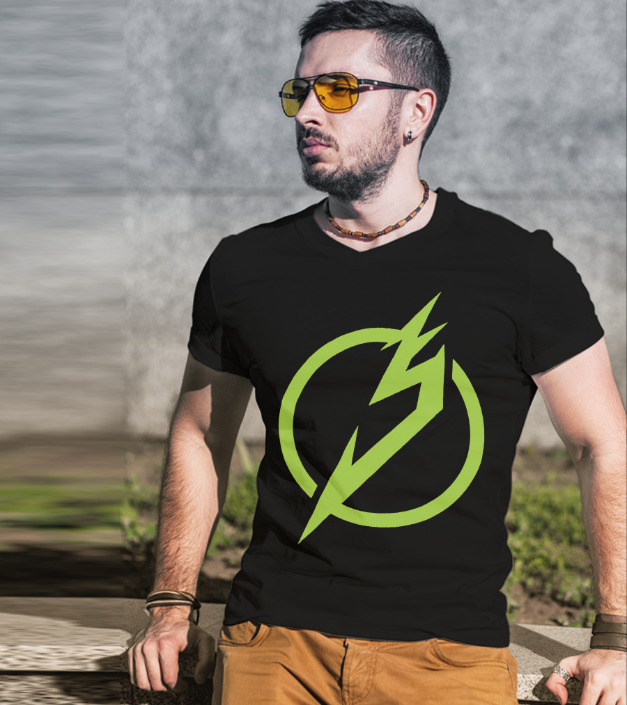 Snails Merch Electric Green Lightning Circle T-Shirt