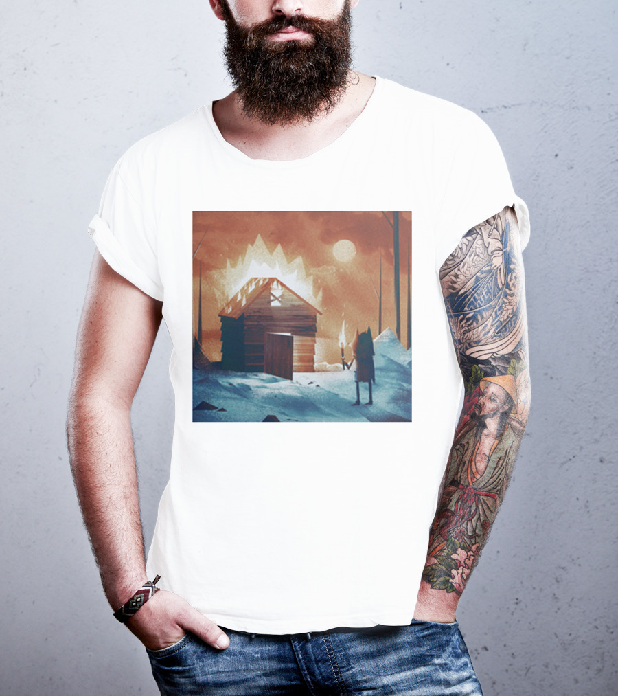 Galleons Merch Cabin Under Twilight With Frozen Forest And Firelight T-Shirt