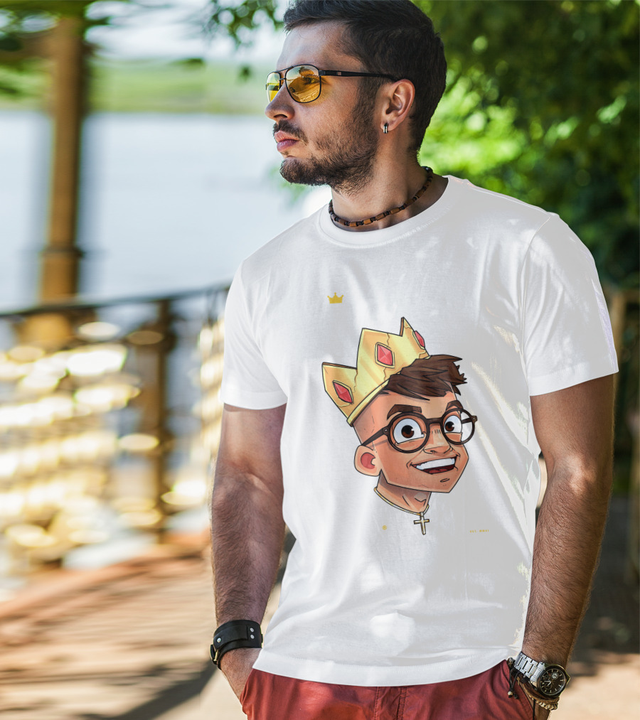 Joe Woe Thirt Crowned Cartoon With Glasses And Cross Necklace T-Shirt