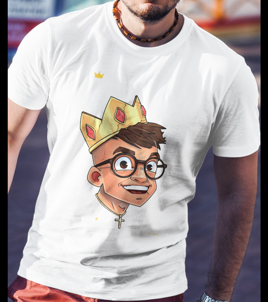Joe Woe Thirt Crowned Cartoon With Glasses And Cross Necklace T-Shirt