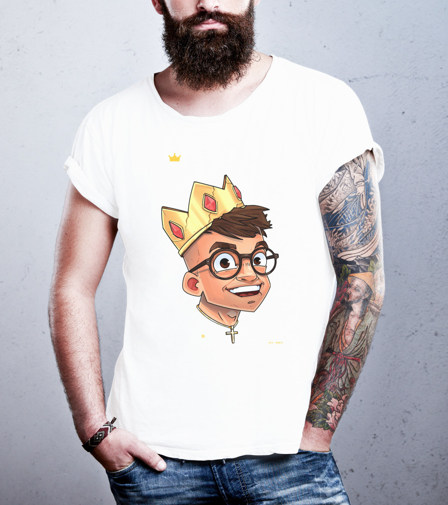 Joe Woe Thirt Crowned Cartoon With Glasses And Cross Necklace T-Shirt