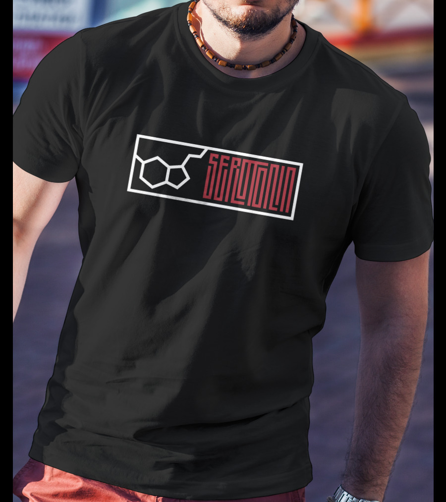 Serotonin Molecule Graphic Girl In Red Merch T-Shirt