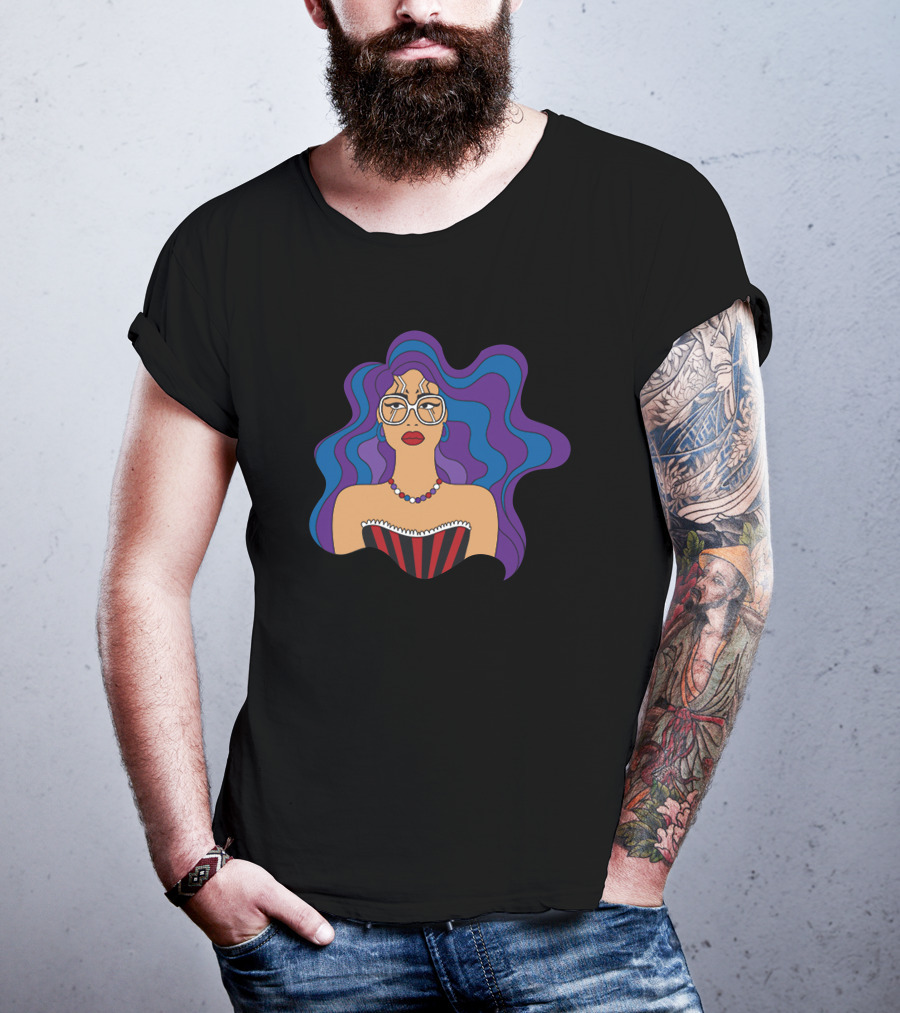 Milagros Merch Bold Glasses Vibrant Hair T-Shirt