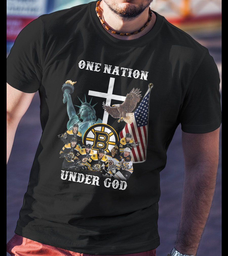 One Nation Under God Boston Hockey Spirit T-Shirt