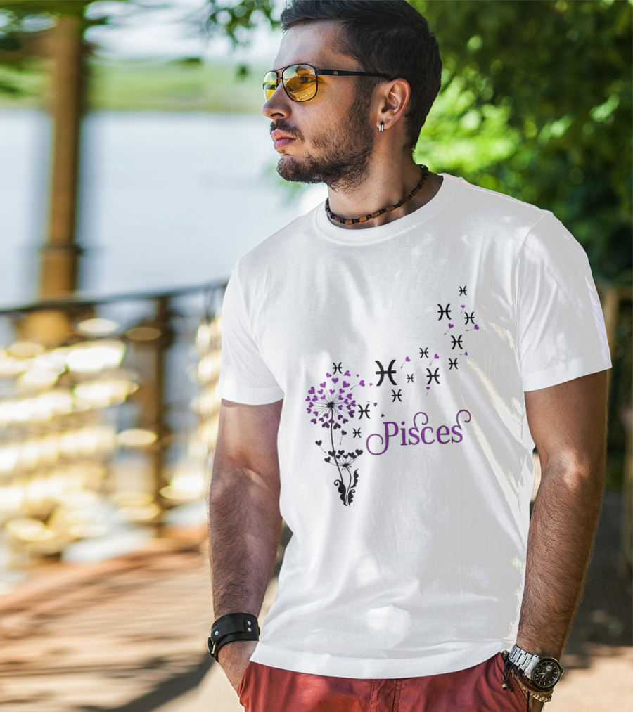 Pisces Symbol With Heart Dandelion T-Shirt