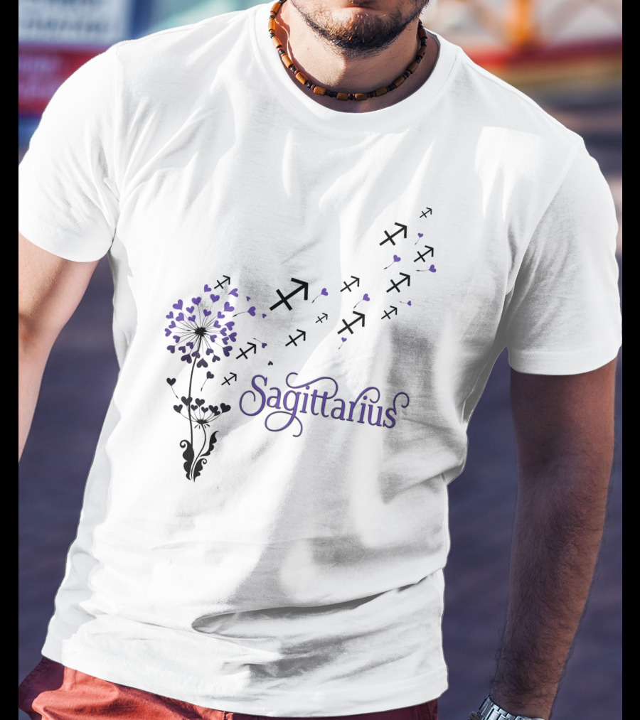 Sagittarius Blooming Heart Symbols T-Shirt