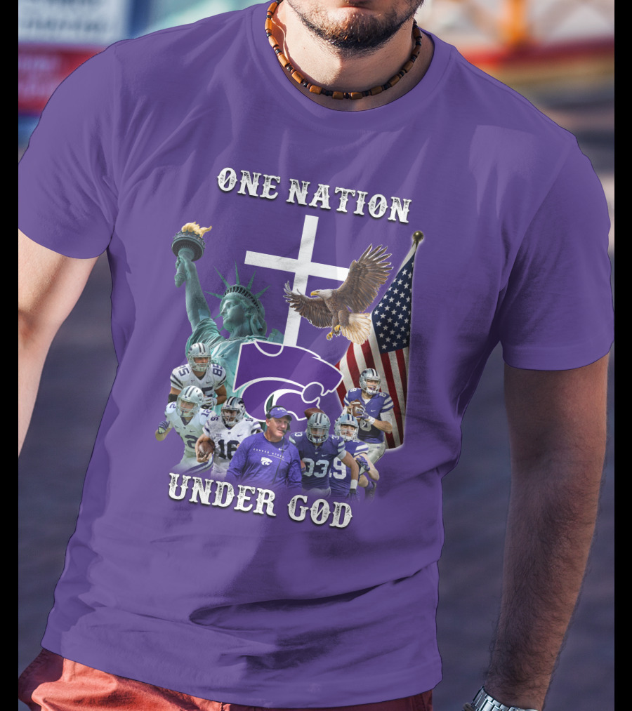 KSW Nation One Nation Under God Statue Of Liberty Cross American Flag Eagle Football T-Shirt