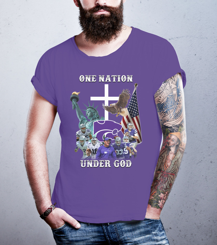 KSW Nation One Nation Under God Statue Of Liberty Cross American Flag Eagle Football T-Shirt