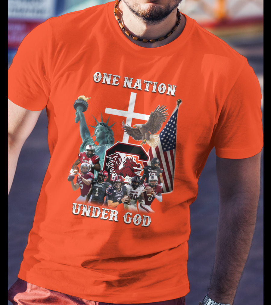 One Nation Under God South Carolina Gamecocks Football Liberty American Flag Eagle T-Shirt