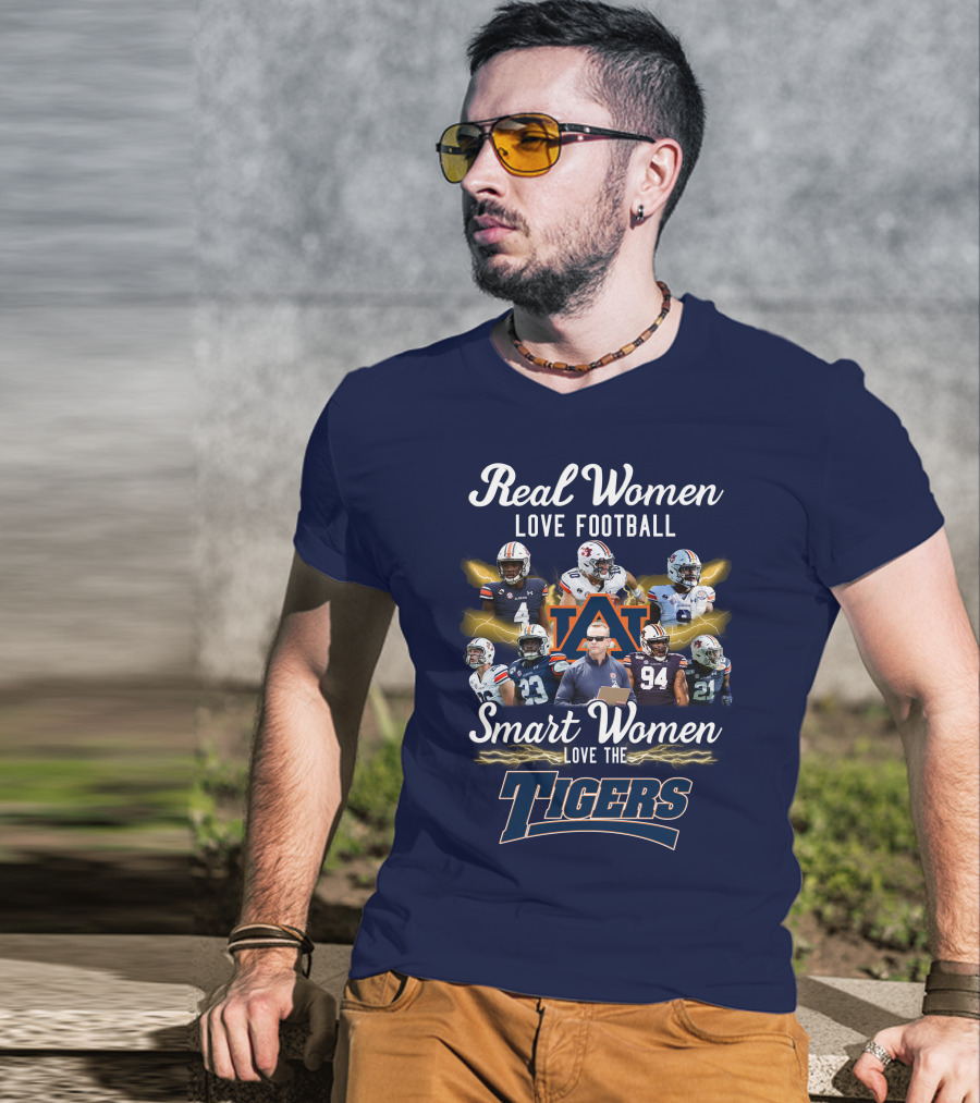 Real Women Love Football Smart Women Love The Auburn Tigers T-Shirt