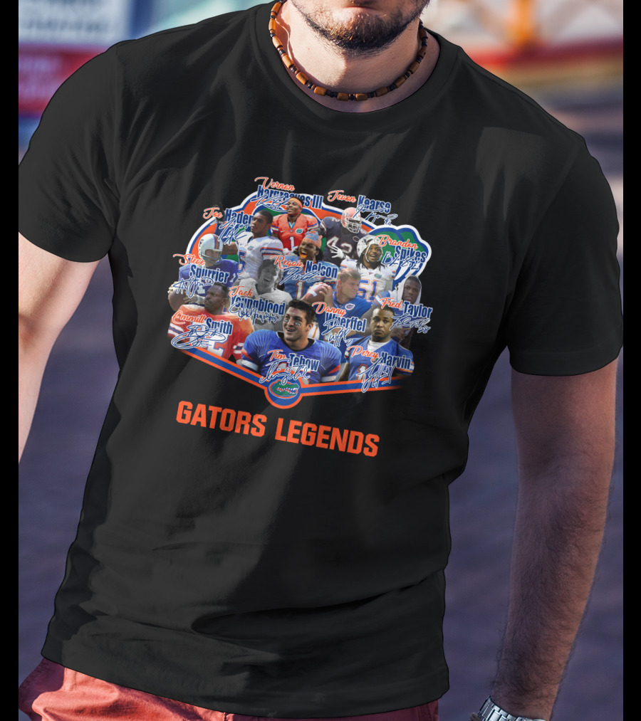Florida Gators Legends Tim Tebow Emmitt Smith Jevon Kearse Percy Harvin Danny Wuerffel T-Shirt