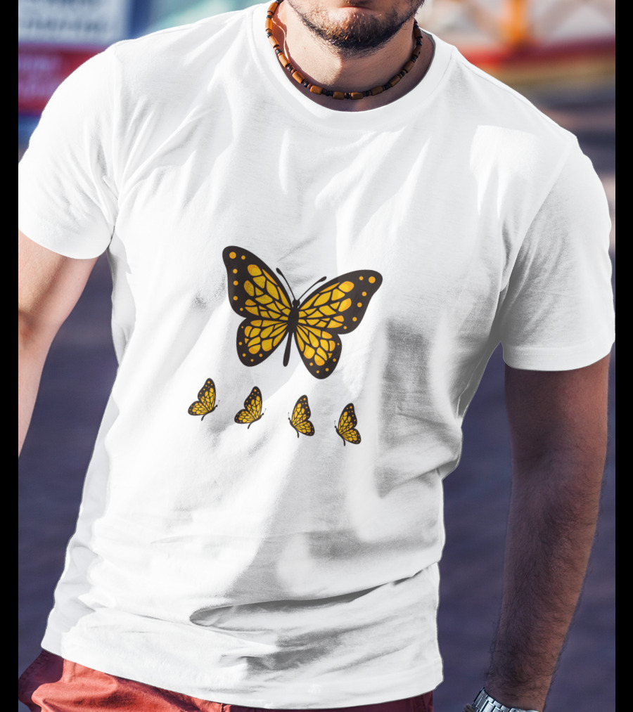 Yellow Butterfly Monarch Design Collection T-Shirt