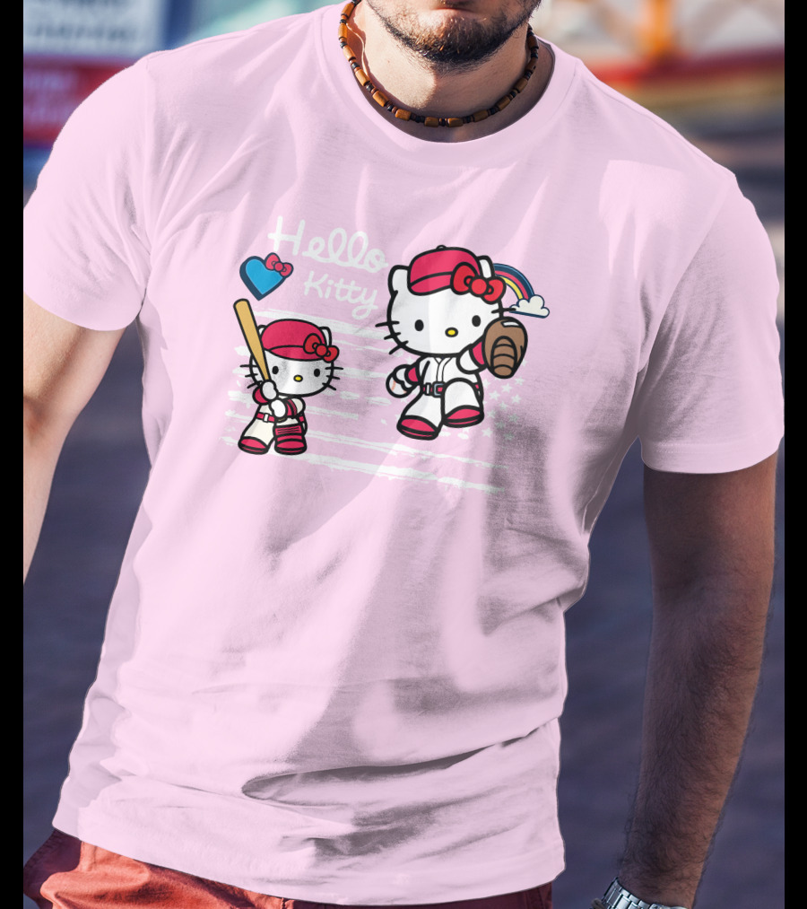 Hello Kitty Baseball American Flag Theme For Fans T-Shirt