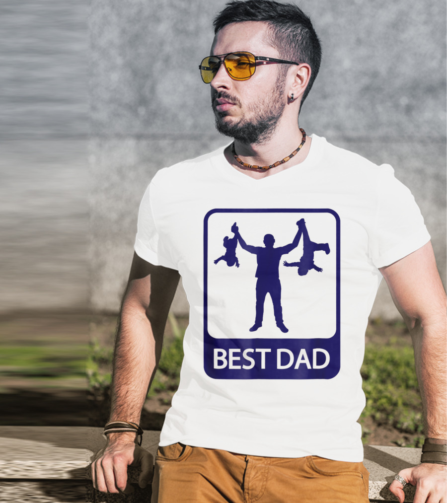 Best Dad Silhouette Holding Kids Playfully T-Shirt