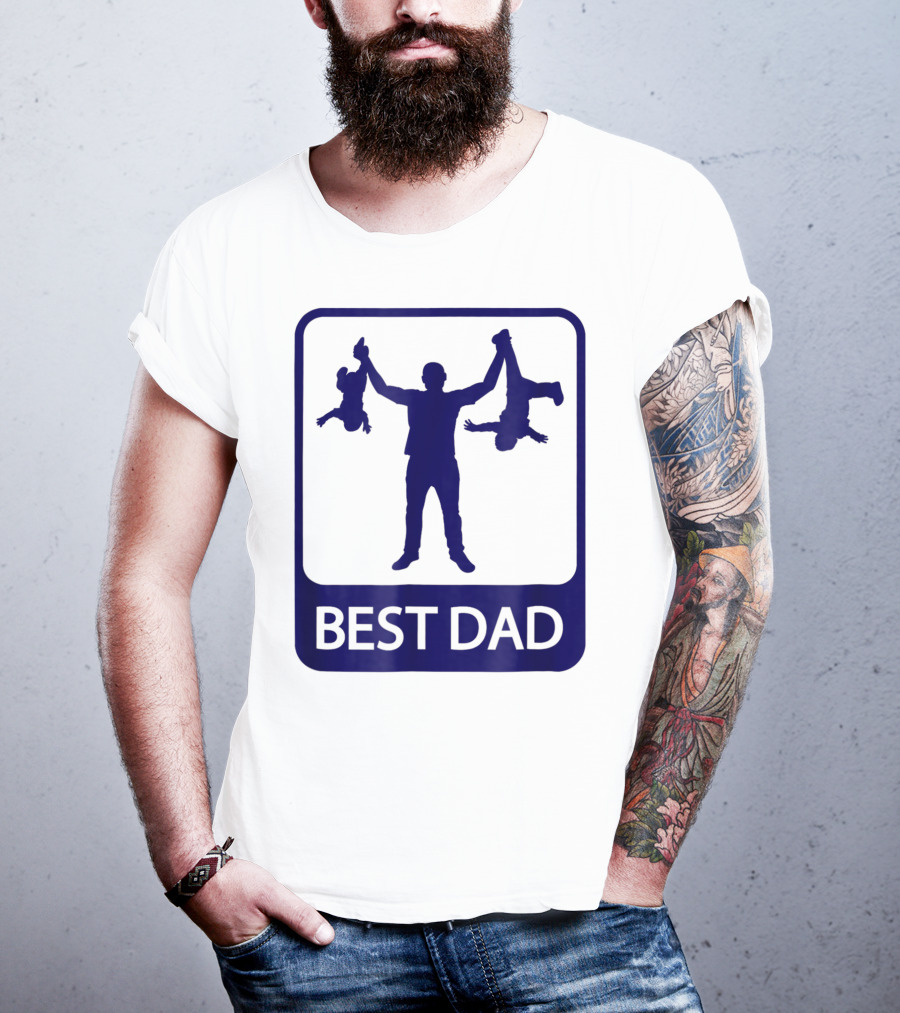 Best Dad Silhouette Holding Kids Playfully T-Shirt
