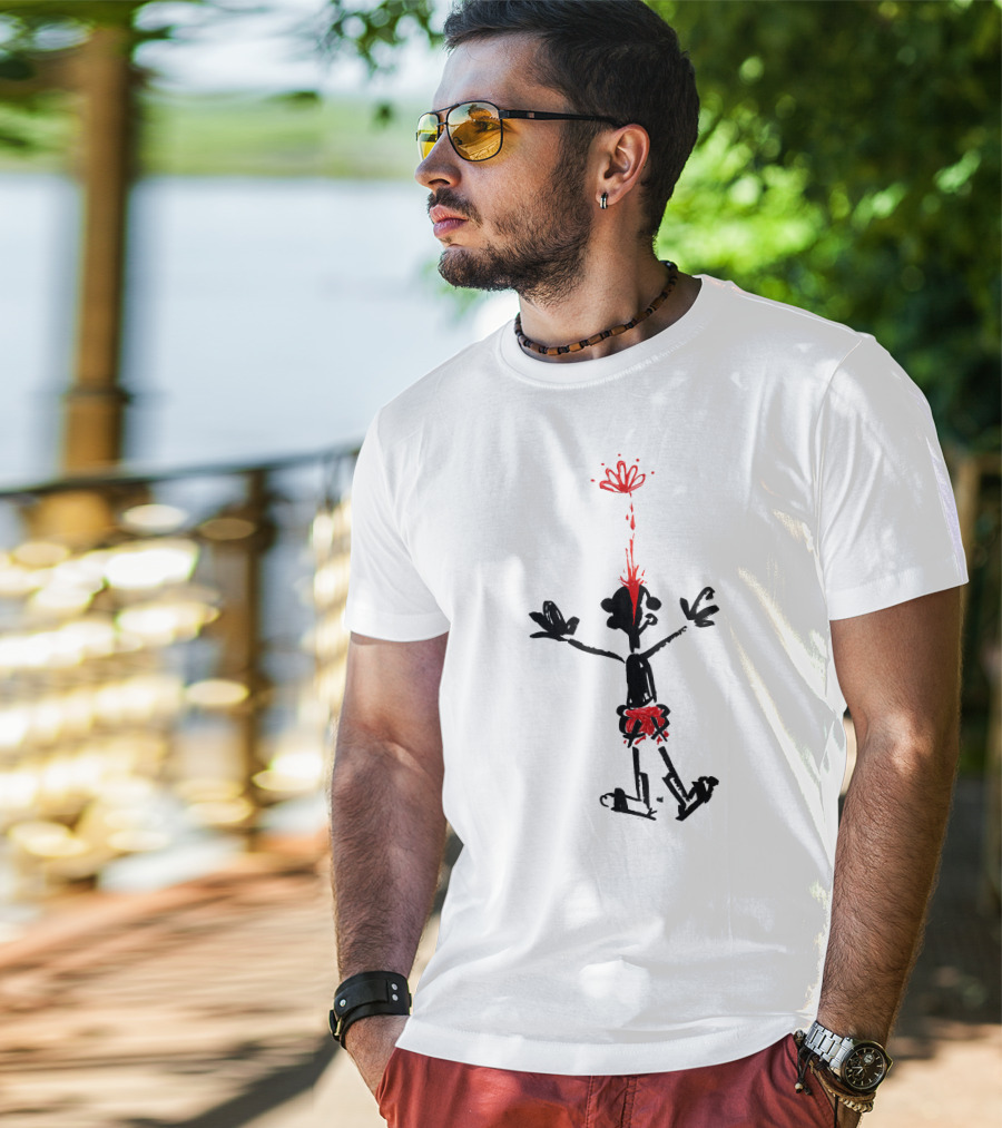 Lil Darkie Merch Lil Darkie Anxiety Cartoon Figure Red Splash T-Shirt