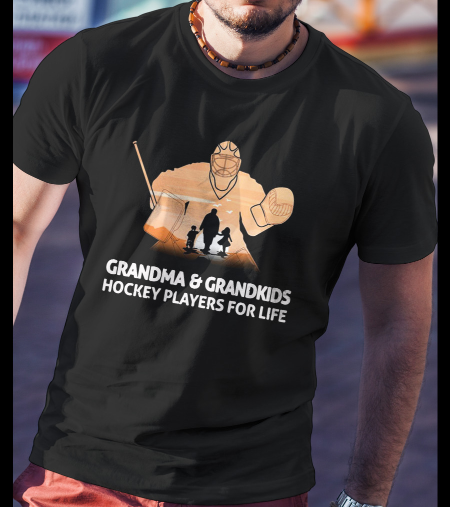 Grandma And Grandkids Hockey Players For Life Hockey Gear T-Shirt