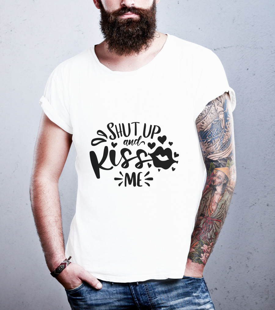 Shut Up And Kiss Me Lips And Hearts T-Shirt