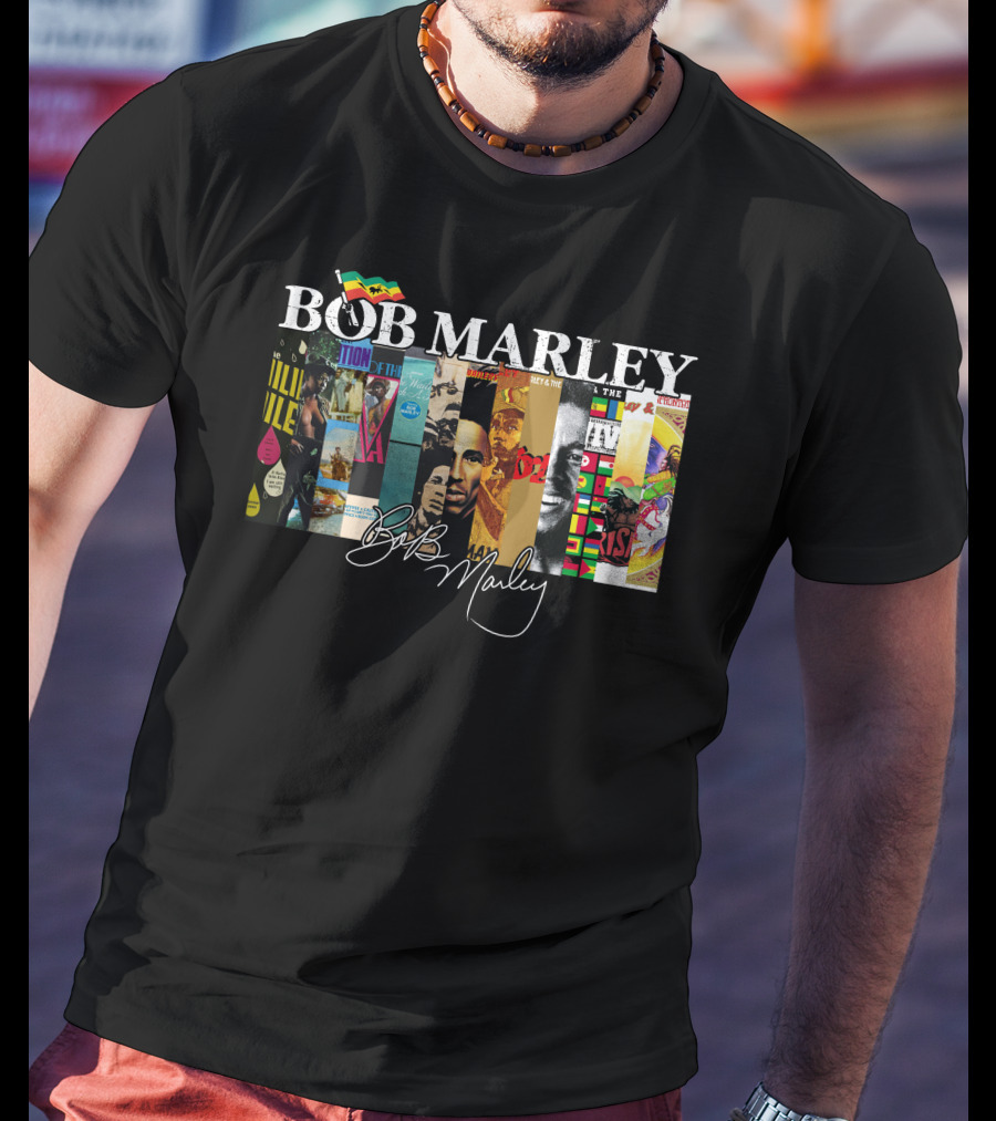 Bob Marley Album Covers Collage Signature T-Shirt