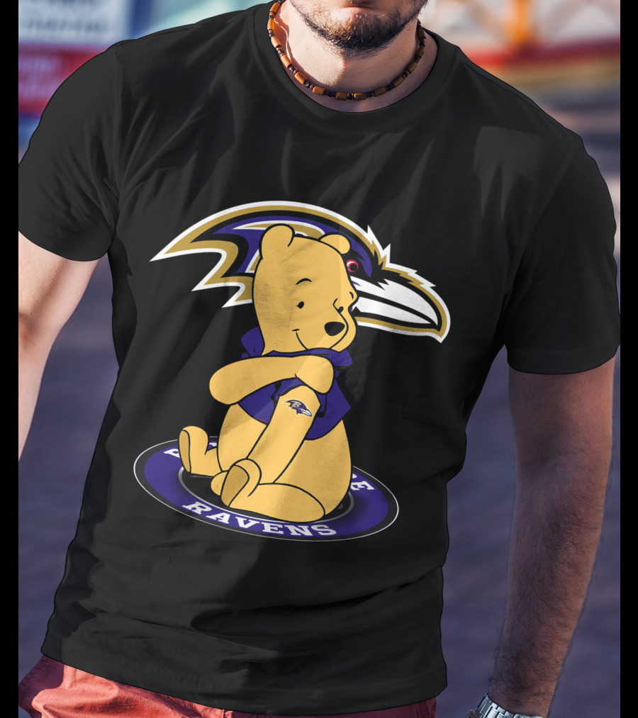 Winnie Pooh Baltimore Ravens Crossover T-Shirt