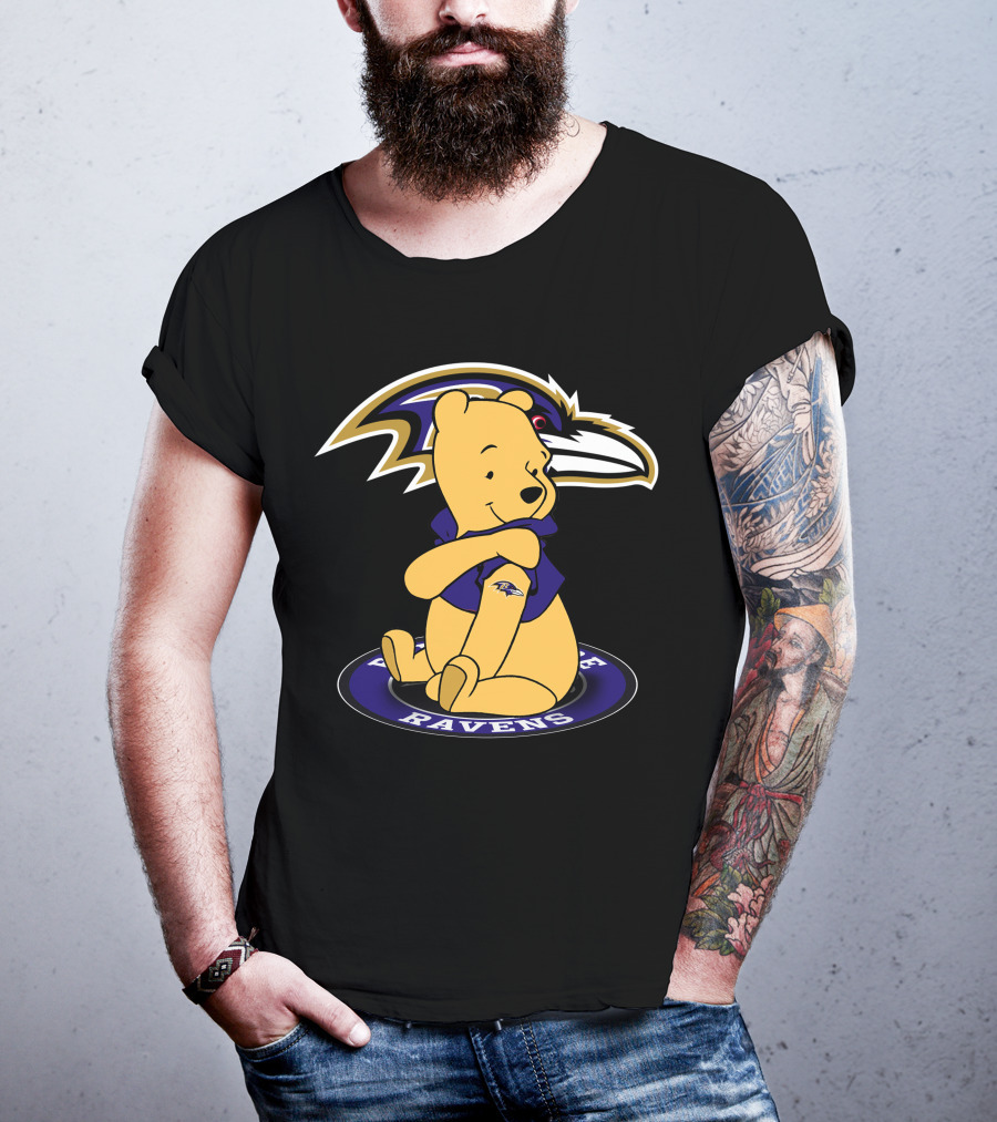 Winnie Pooh Baltimore Ravens Crossover T-Shirt