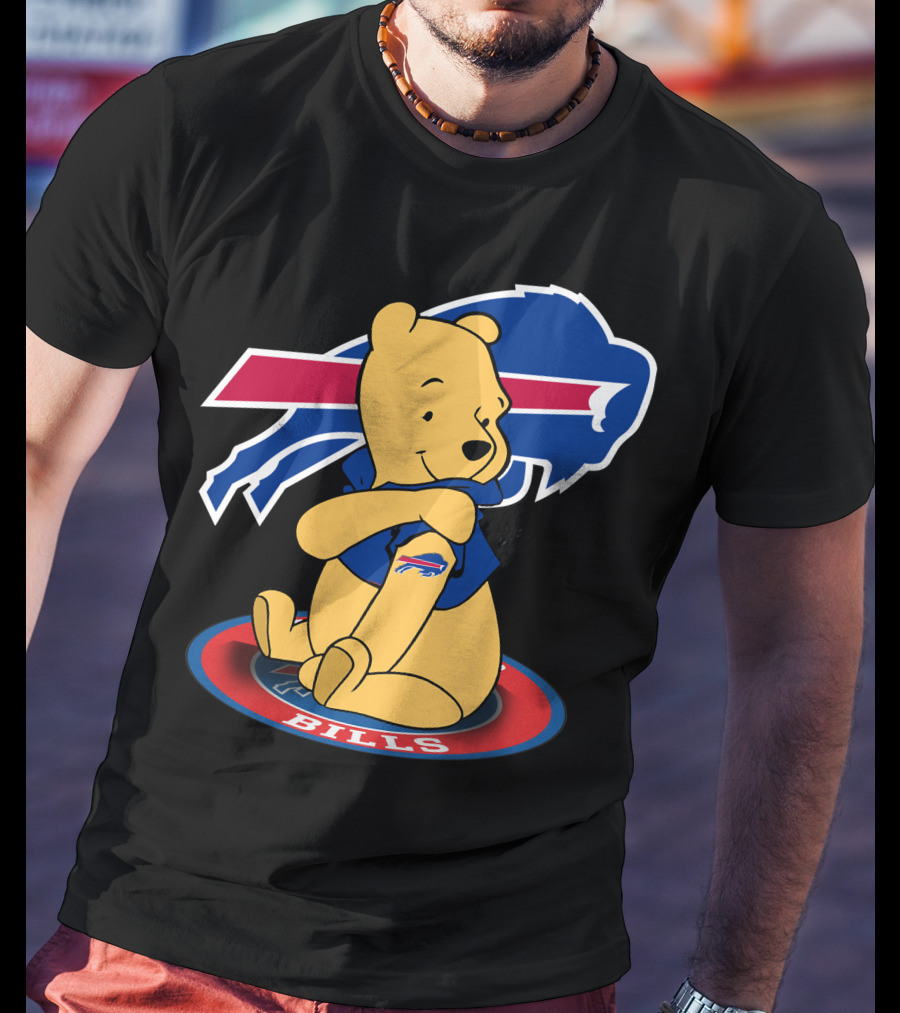 Pooh Bills Buffalo Bills Crossover Featuring Iconic Bear T-Shirt