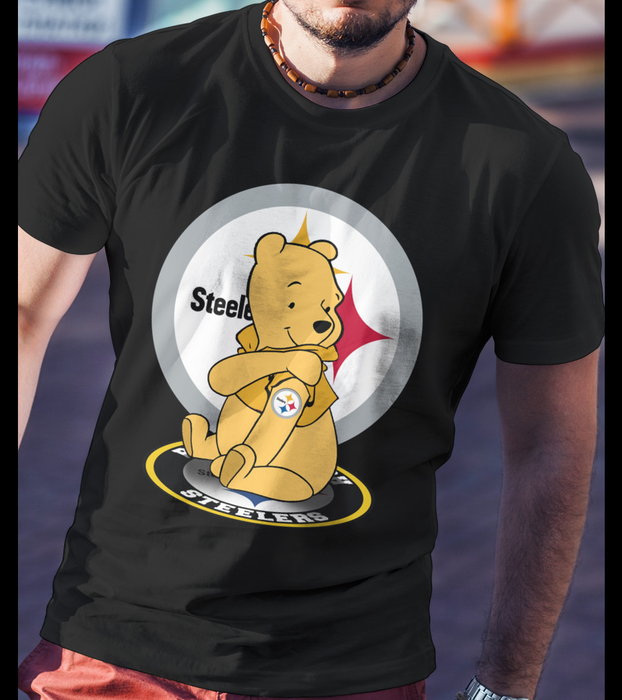 Steelers Pooh Sitting With Steelers T-Shirt