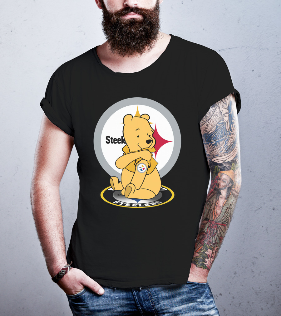 Steelers Pooh Sitting With Steelers T-Shirt