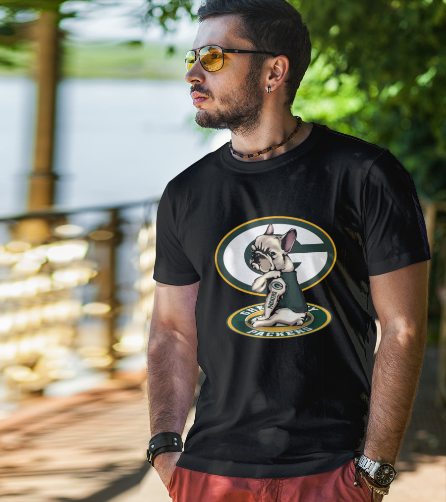 Green Bay Packers French Bulldog Fan T-Shirt