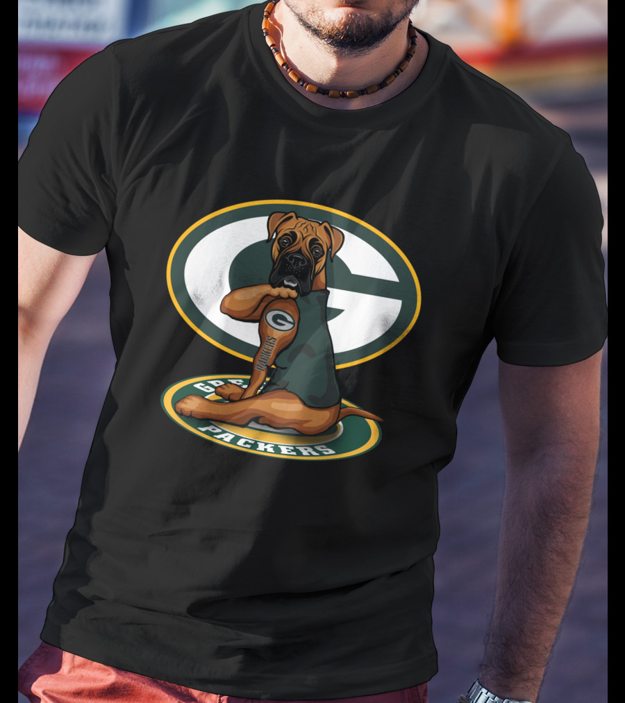 Boxer Packers Green Bay Logo Dog T-Shirt