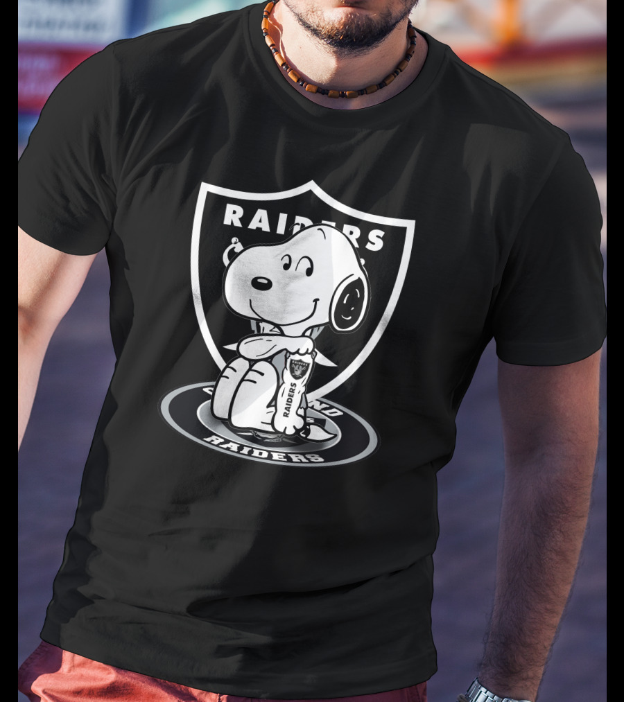 Snoopy Raiders Oakland Raiders Football NFL Peanuts Crossover T-Shirt