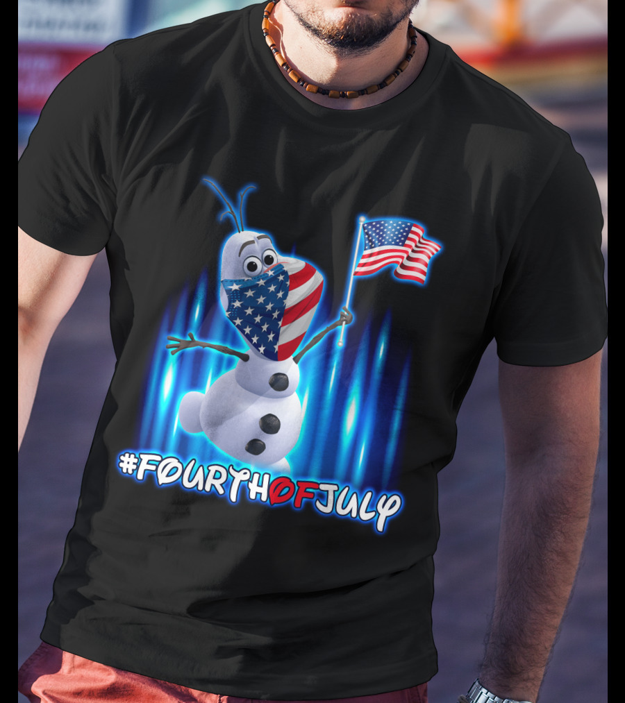 FourthofJuly Olaf Holding American Flag T-Shirt