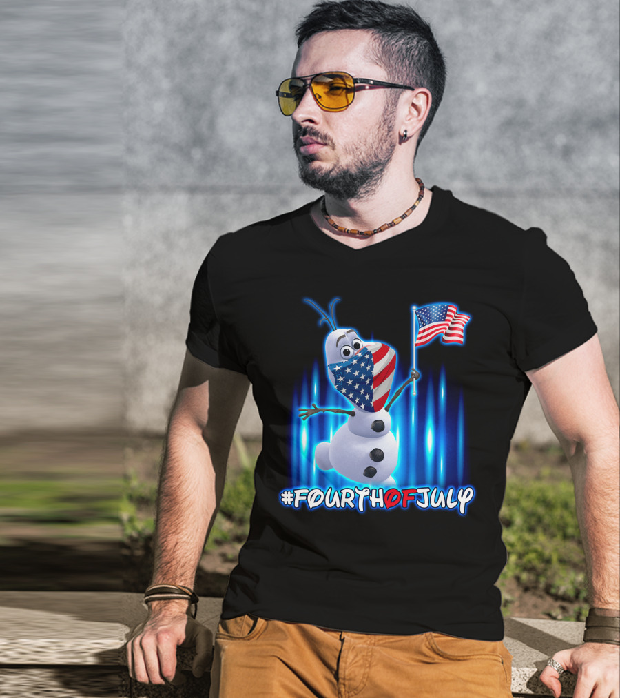 FourthofJuly Olaf Holding American Flag T-Shirt
