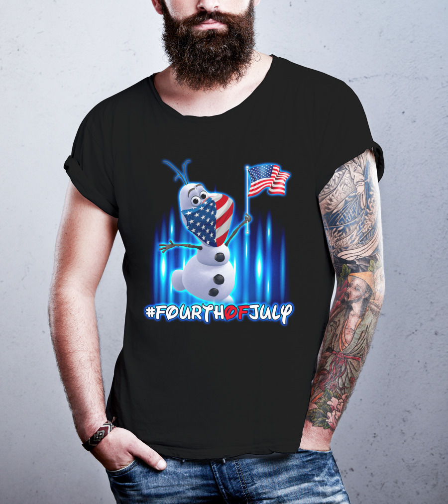 FourthofJuly Olaf Holding American Flag T-Shirt