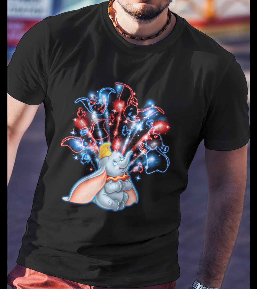 Dumbo Spectacular Fireworks Celebration With Colorful Stars And Figures T-Shirt