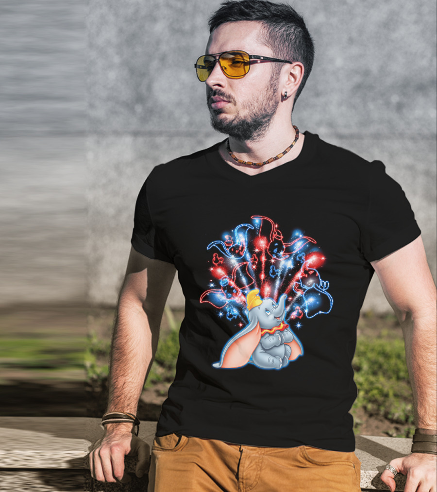 Dumbo Spectacular Fireworks Celebration With Colorful Stars And Figures T-Shirt