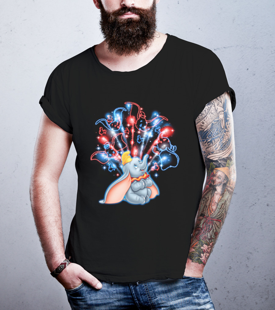 Dumbo Spectacular Fireworks Celebration With Colorful Stars And Figures T-Shirt