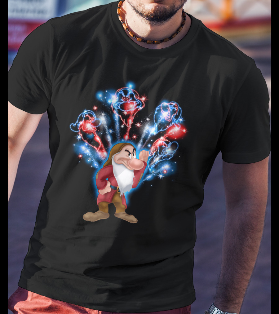 Grumpy Magical Firework Display With Colorful Sparkling Characters T-Shirt
