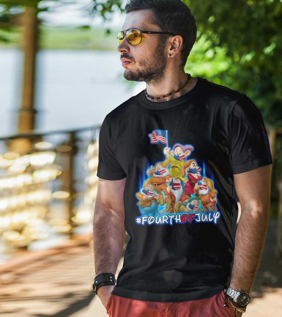 FourthofJuly Seven Dwarfs Patriotic Celebration With American Flag T-Shirt