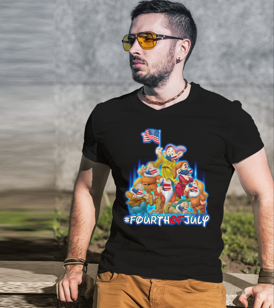 FourthofJuly Seven Dwarfs Patriotic Celebration With American Flag T-Shirt