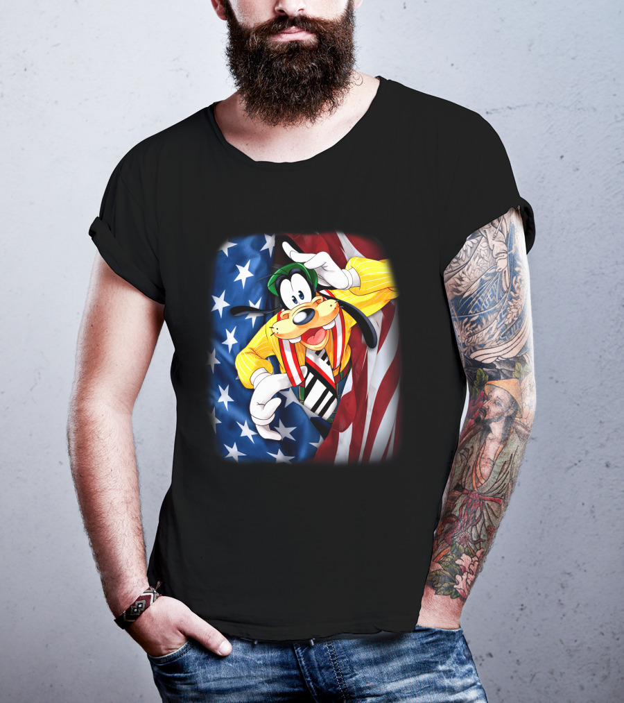 Goofy United States Flag Patriotic T-Shirt