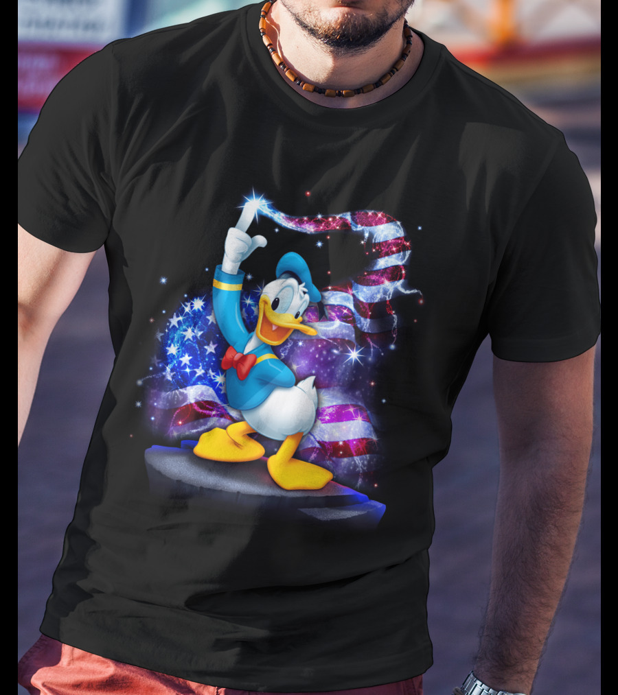 Donald Bling Patriotic July Celebration With Sparkling American Flag T-Shirt