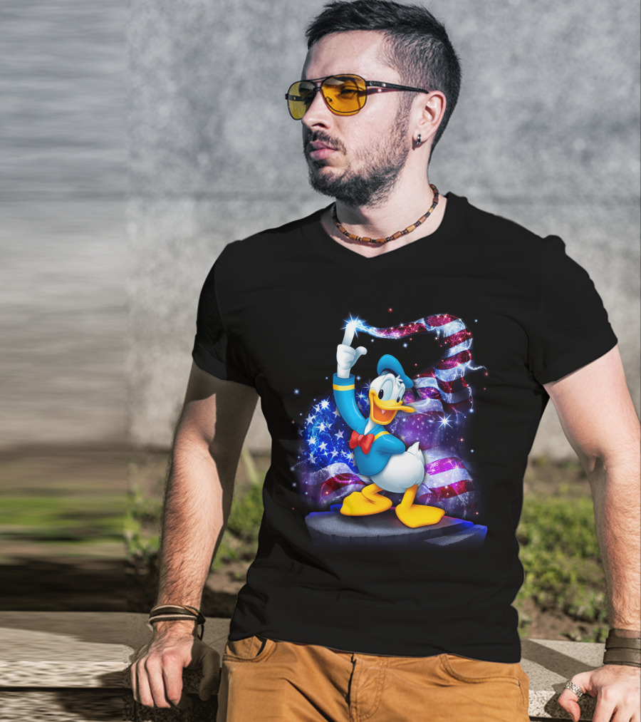 Donald Bling Patriotic July Celebration With Sparkling American Flag T-Shirt