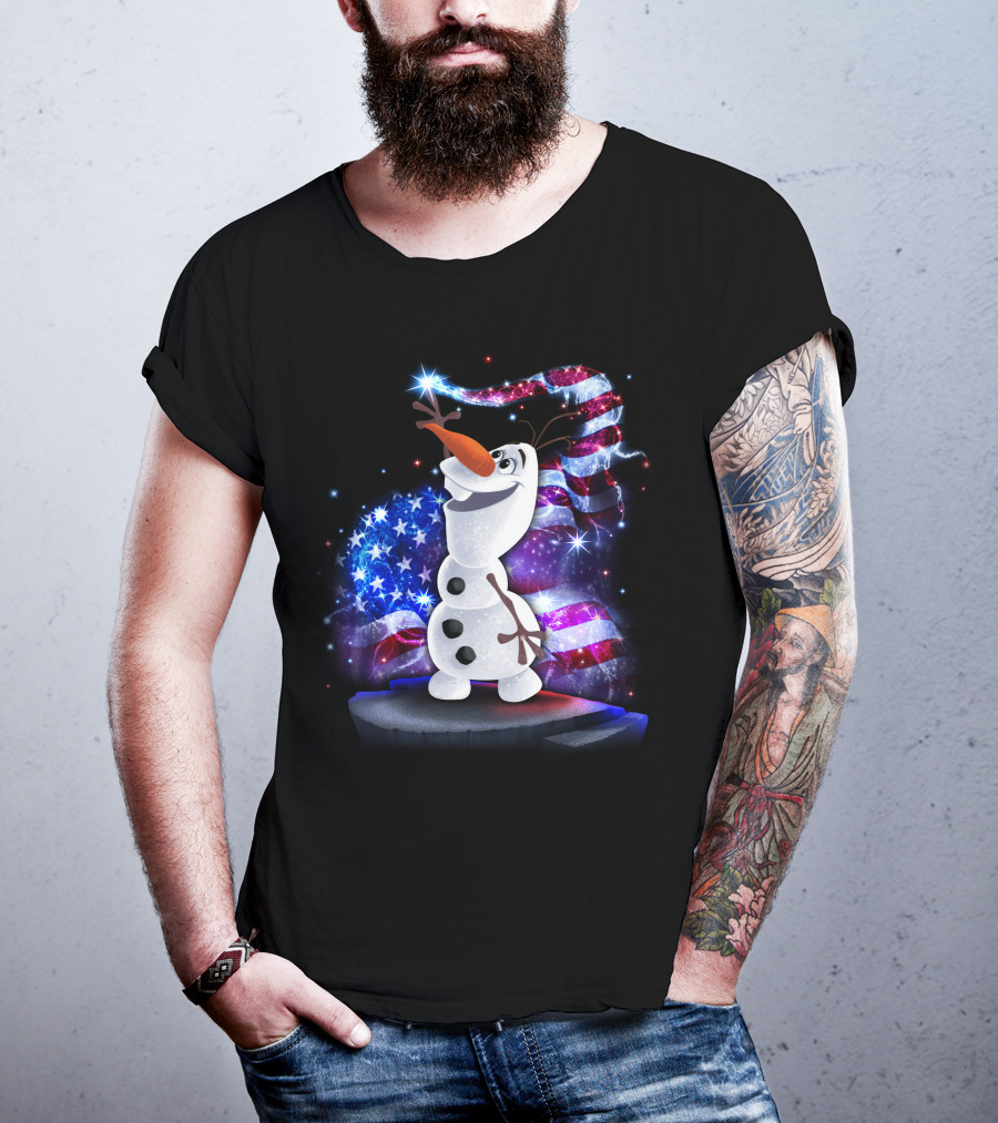 Olaf Bling July American Flag Sparkle T-Shirt